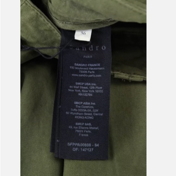 SANDRO Women’s Sahara Trouser High Waist Chino Straight Leg cotton pants Size 6 - Picture 8 of 9